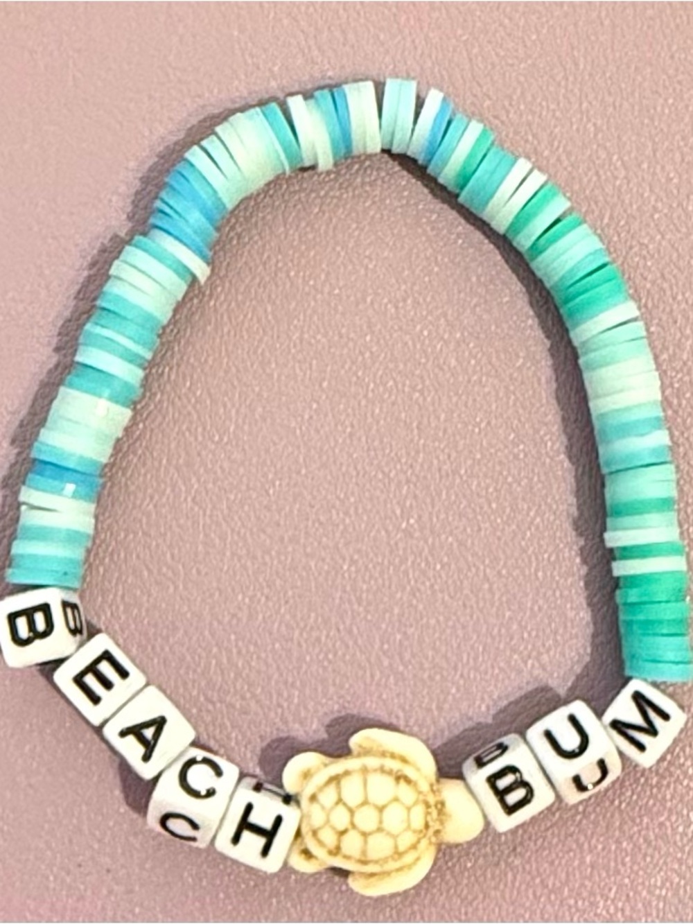 Beach Bum Turquoise Disc Bead Bracelet with Turtle Charm